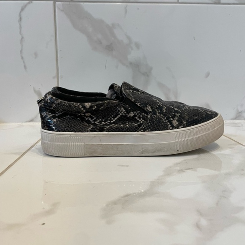 Steven Madden. | Neutral  Colour Snake Print Slip On Flat Shoes - Picture 6 of 15